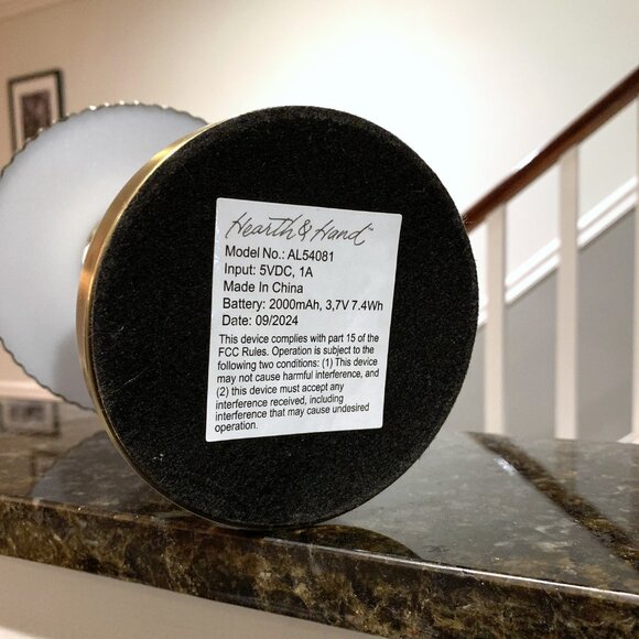 Hearth & and Hand Magnolia Brass Fluted Metal Rechargeable Library Table Lamp - Picture 4 of 4